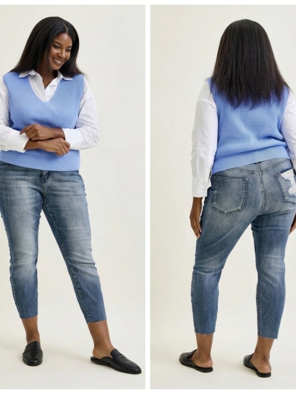Judy Blue Jeans Angie Raw Hem Relaxed Fit Plus 14W High Rise Vintage Wash